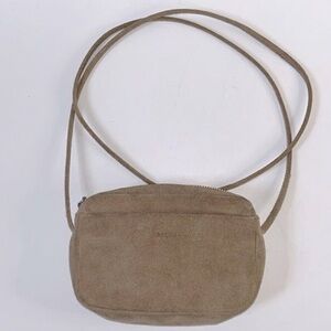 Baggu Small Suede Mini Crossbody bag in beige tan “dune” EUC